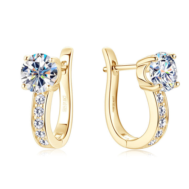 Channel Moissanite Huggie Earrings