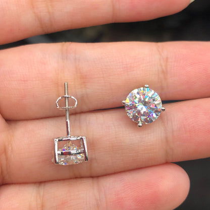 Four-Prong Screw Back Moissanite Earrings