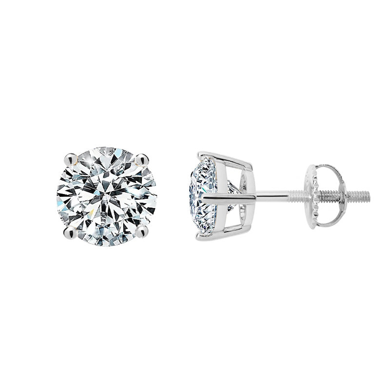 Four-Prong Screw Back Moissanite Earrings