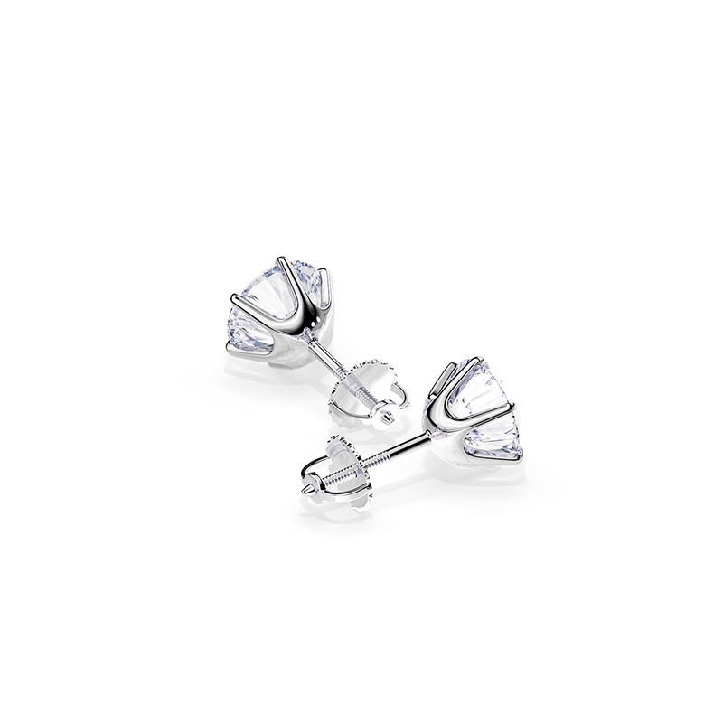 Six Prong Screw Back Moissanite Earrings