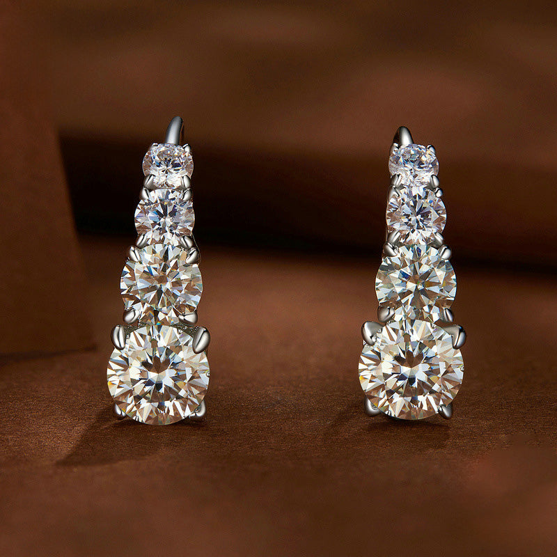 Carol Four-Stone Leverback Moissanite Earrings