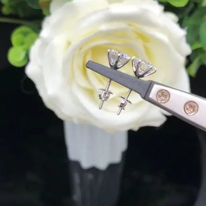 Six Prong Screw Back Moissanite Earrings