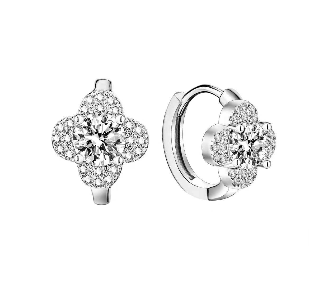 Edna Clover Moissanite Stud Earrings