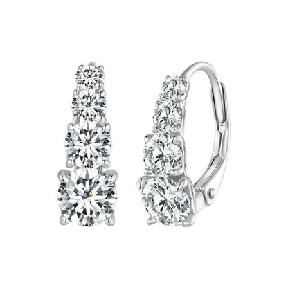 Carol Four-Stone Leverback Moissanite Earrings