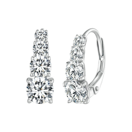 Carol Four-Stone Leverback Moissanite Earrings