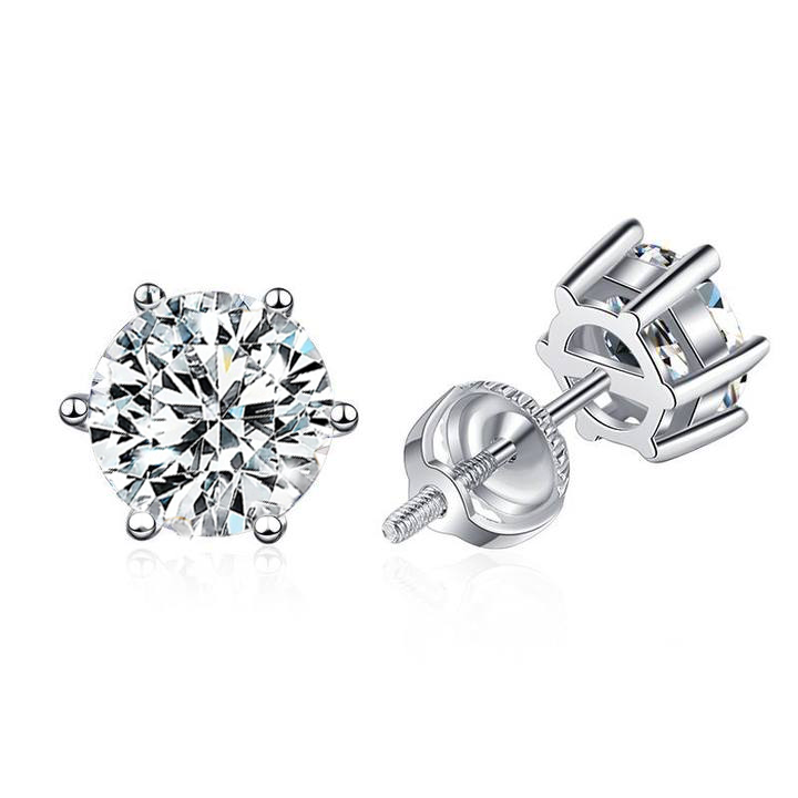 Demeter Basket Setting Six-Prong Moissanite Screw Back Earrings
