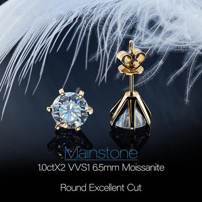 Stunning Classic Six-Prong Moissanite Stud Earrings