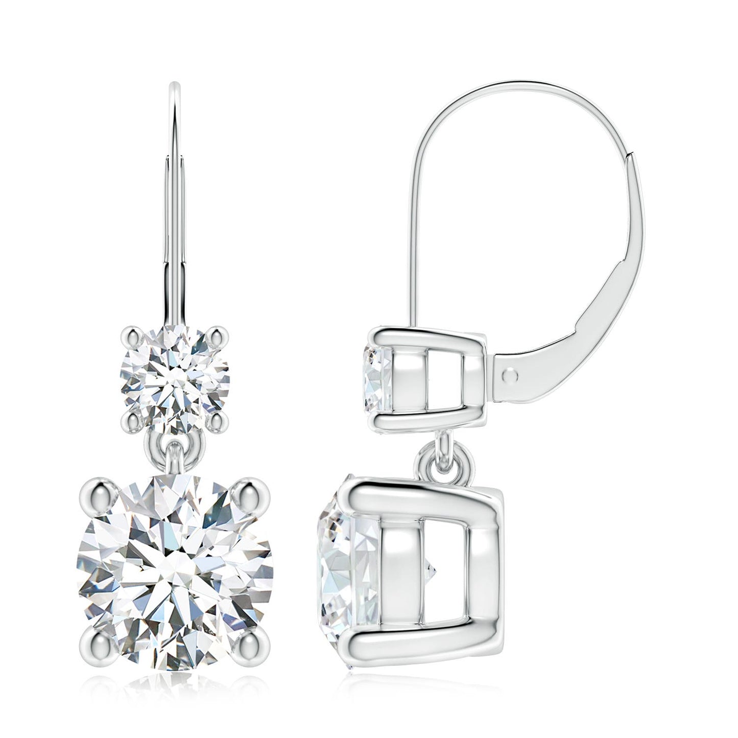 Karol Two-Stone Leverback Moissanite Earrings