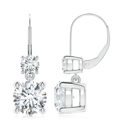 Karol Two-Stone Leverback Moissanite Earrings