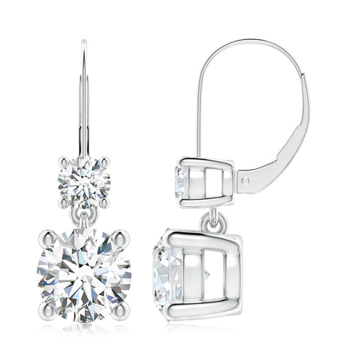 Karol Two-Stone Leverback Moissanite Earrings