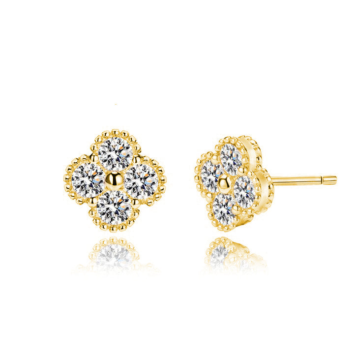 Fortuna Clover Moissanite Stud Earrings