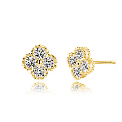 Fortuna Clover Moissanite Stud Earrings
