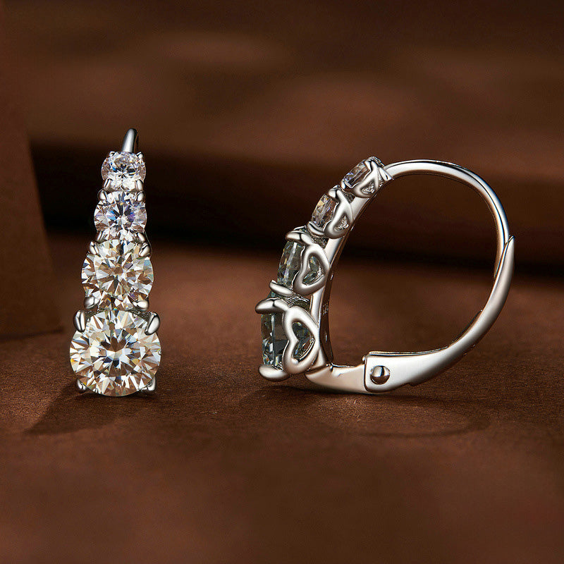 Carol Four-Stone Leverback Moissanite Earrings
