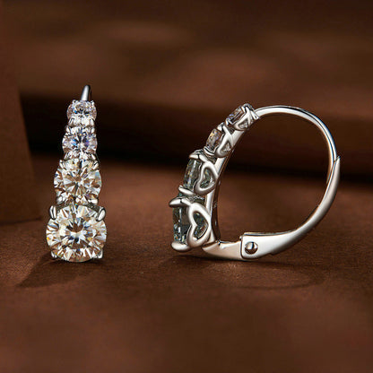 Carol Four-Stone Leverback Moissanite Earrings