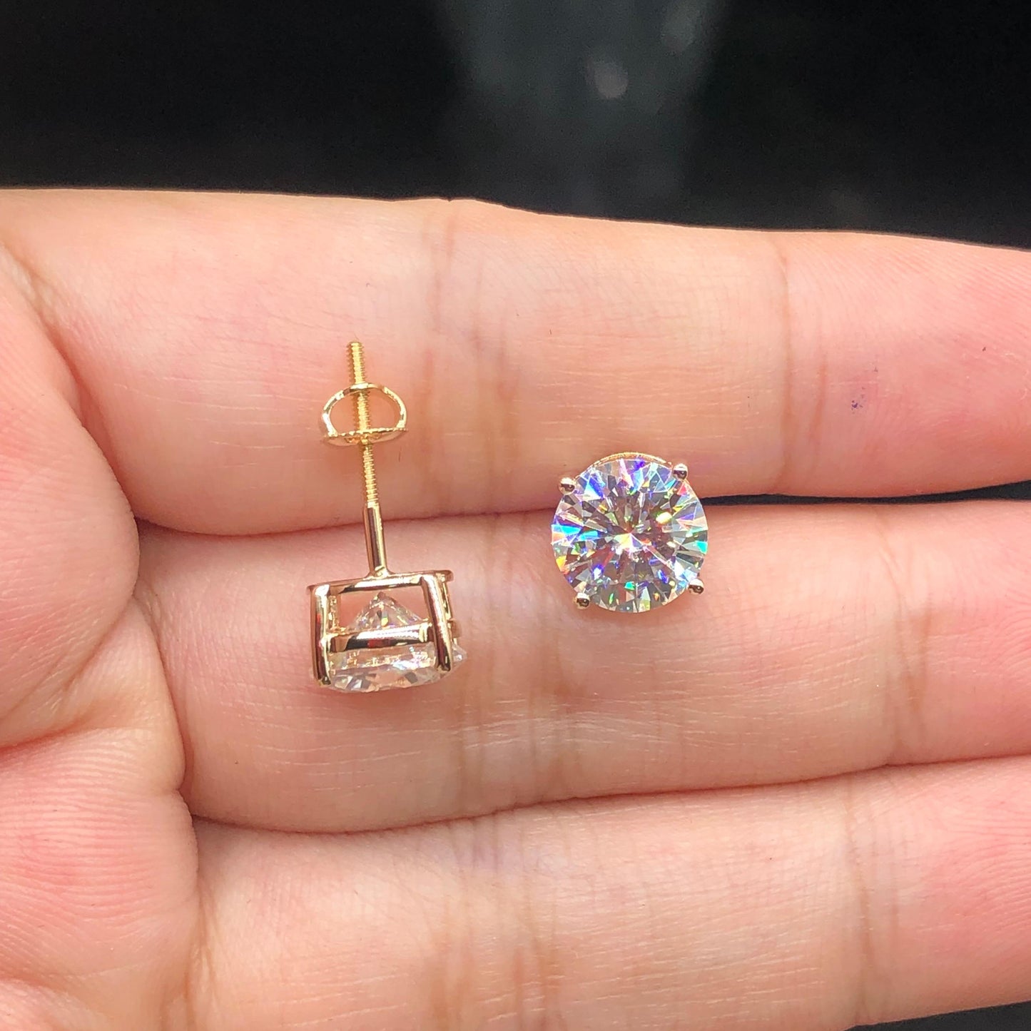 Four-Prong Screw Back Moissanite Earrings