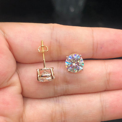 Four-Prong Screw Back Moissanite Earrings