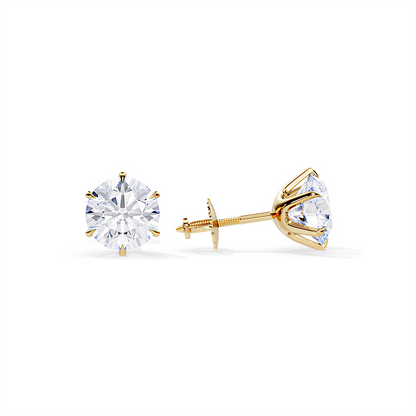 Six Prong Screw Back Moissanite Earrings