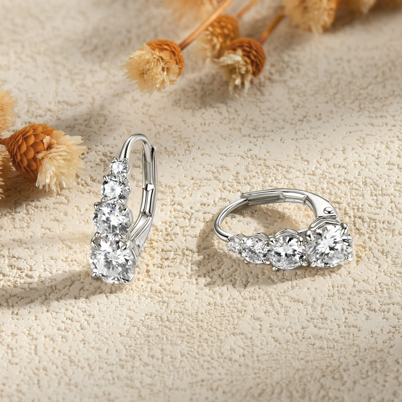 Carol Four-Stone Leverback Moissanite Earrings