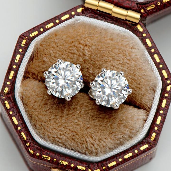 Demeter Basket Setting Six-Prong Moissanite Screw Back Earrings