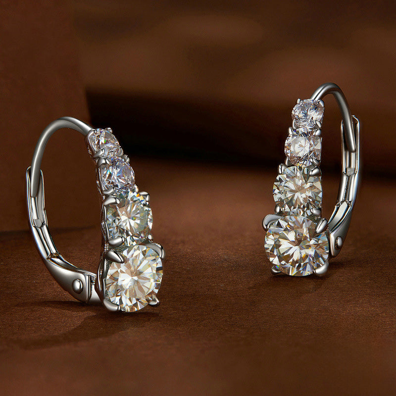 Carol Four-Stone Leverback Moissanite Earrings