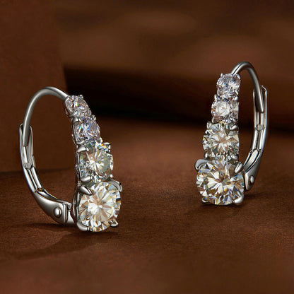 Carol Four-Stone Leverback Moissanite Earrings