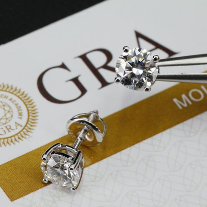 Four-Prong Screw Back Moissanite Earrings