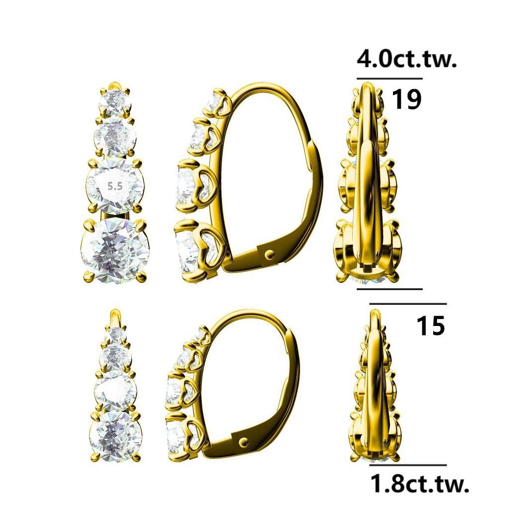 Carol Four-Stone Leverback Moissanite Earrings