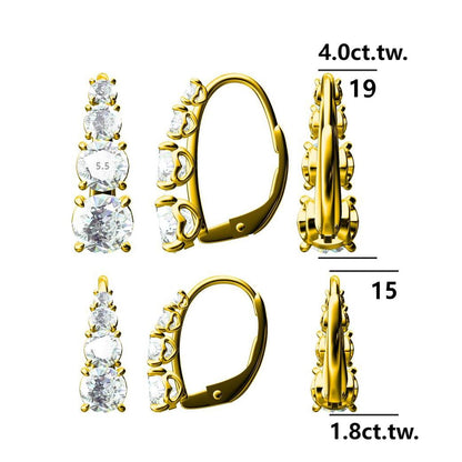 Carol Four-Stone Leverback Moissanite Earrings