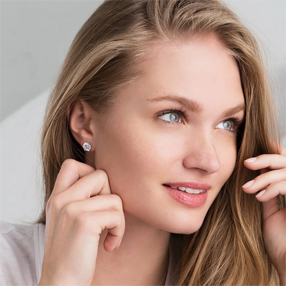Demeter Basket Setting Six-Prong Moissanite Screw Back Earrings