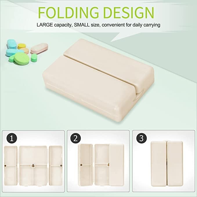 🔥BUY 2 GET 1 FREE - Daily Pill Organizer, 7 Compartments Portable Pill Case Travel Pill Organizer,[Folding Design]Pill Box